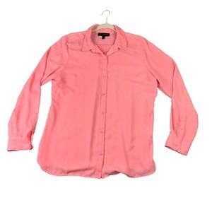 Banana Republic Factory Pink Long Sleeve Semi-Sheer Button Up Blouse Size L